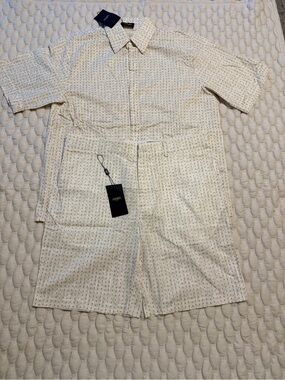 Fendi Men’s Off-White Patterned Flat-Front Shorts